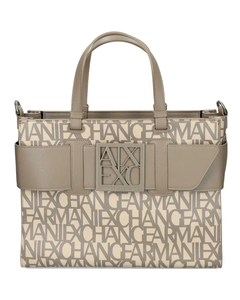 Armani Exchange Tote Bag mit Logo-Schild - Braun Braun