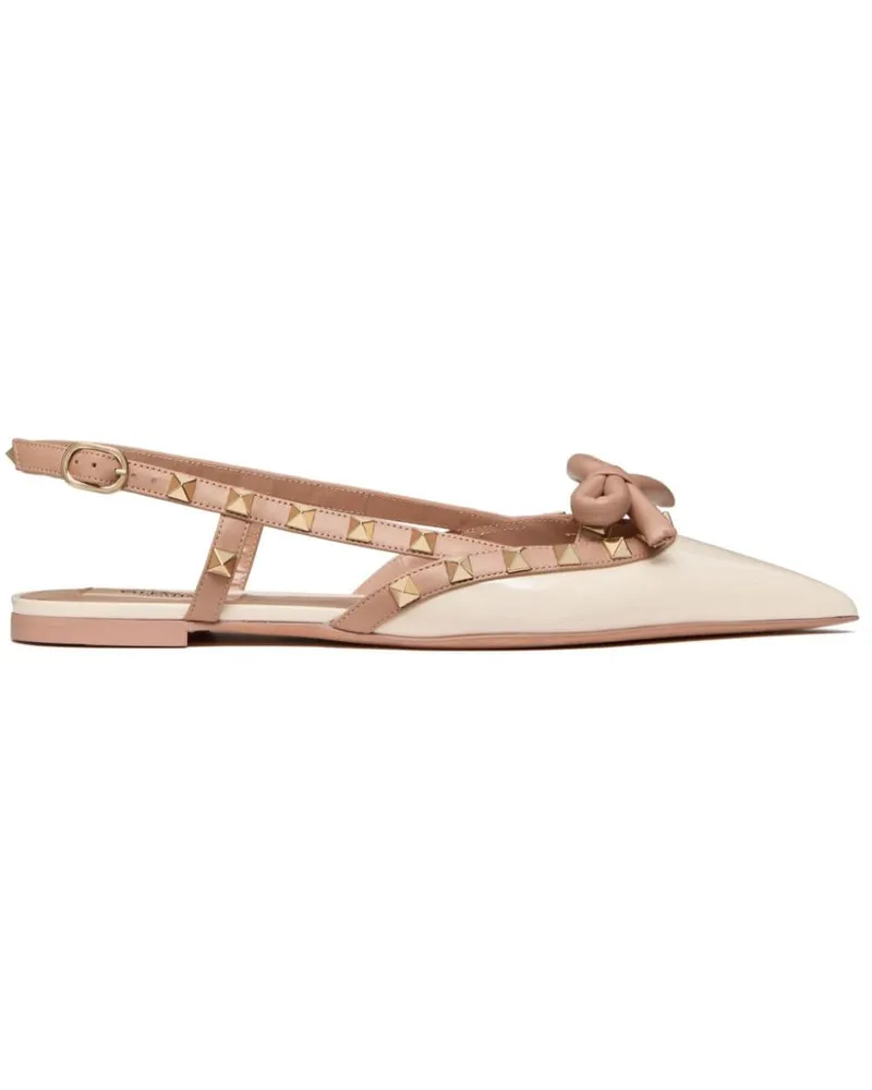 Valentino Garavani Rockstud Bow Slingback-Ballerinas Silber