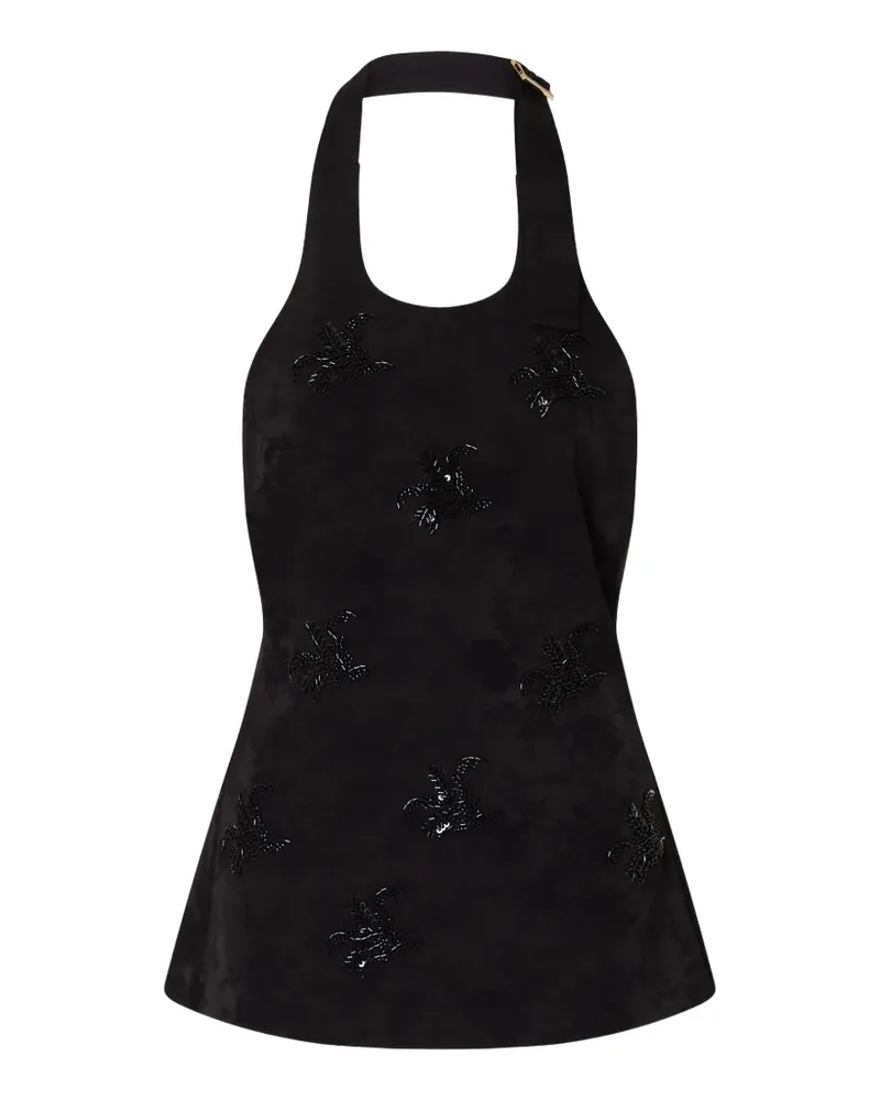 Liu Jo jacquard top with jewel embroidery - Schwarz Schwarz
