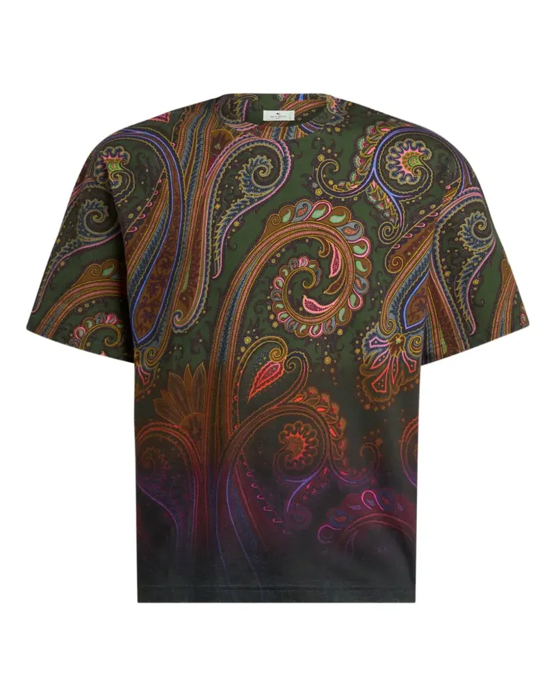 Etro cotton-jersey T-shirt with degradé Paisley-motif - Grün Grün
