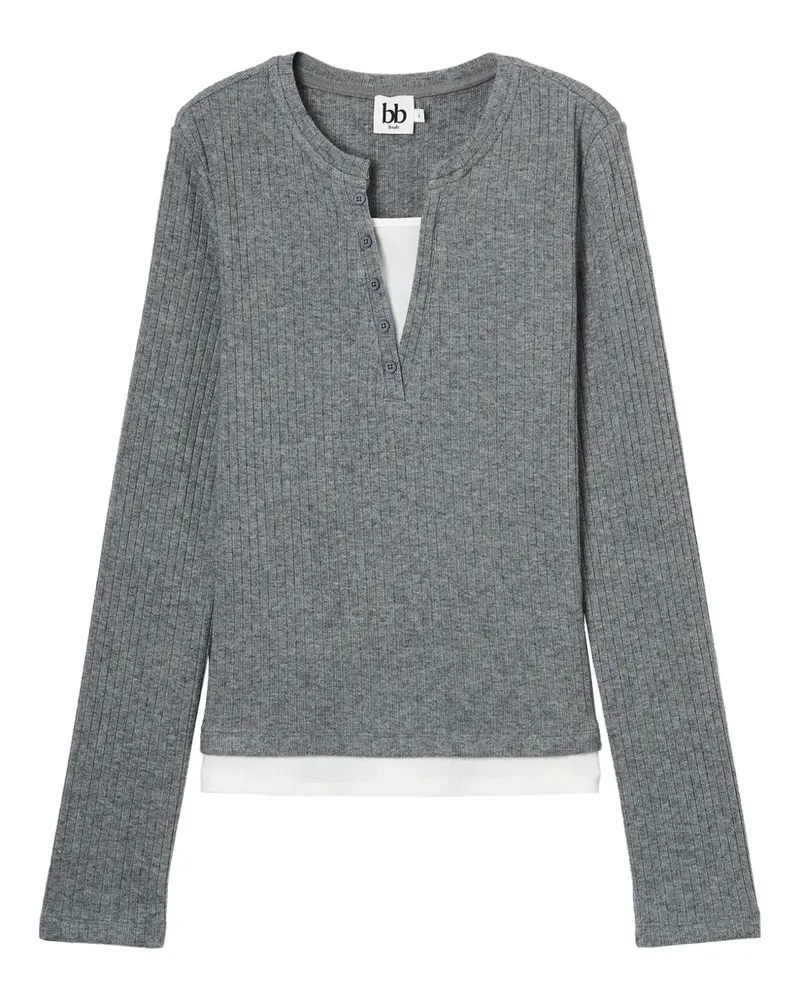 b+ab button ribbed top - Grau Grau