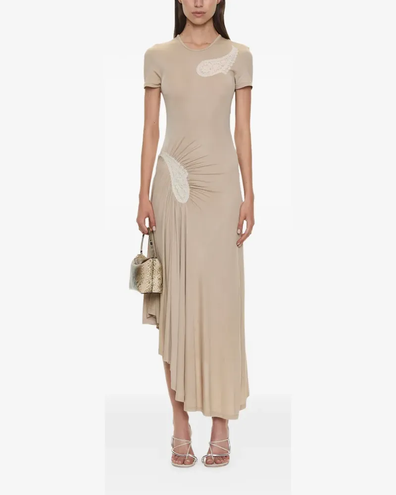 Christopher Esber Asymmetrisches Kleid mit Paisley-Spitzeneinsatz - Nude Nude