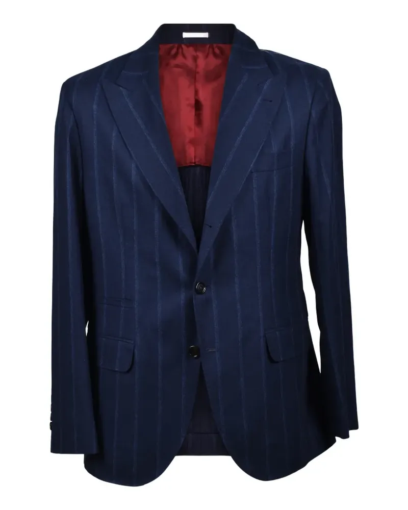 Brunello Cucinelli striped cashmere-blend blazer - Blau Blau