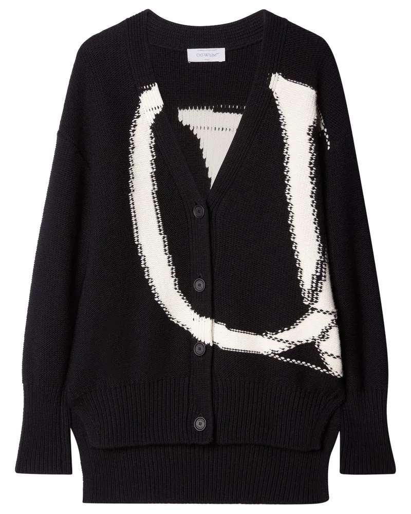 OFF-WHITE Intarsien-Cardigan mit Logo - Schwarz Schwarz