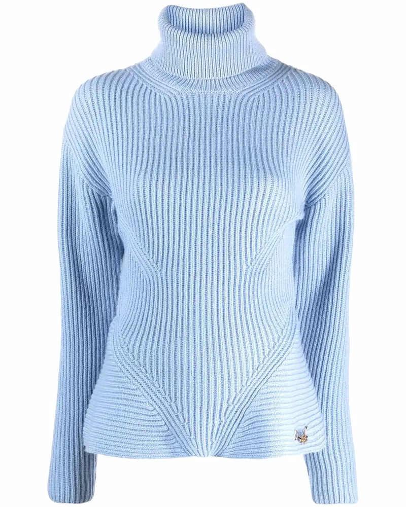Elisabetta Franchi Gerippter Rollkragenpullover - Blau Blau