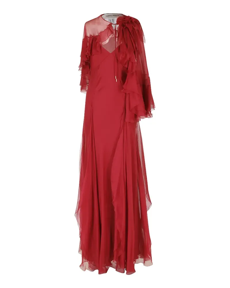 Alberta Ferretti Gerüschtes Minikleid aus Seidenchiffon - Rot Rot