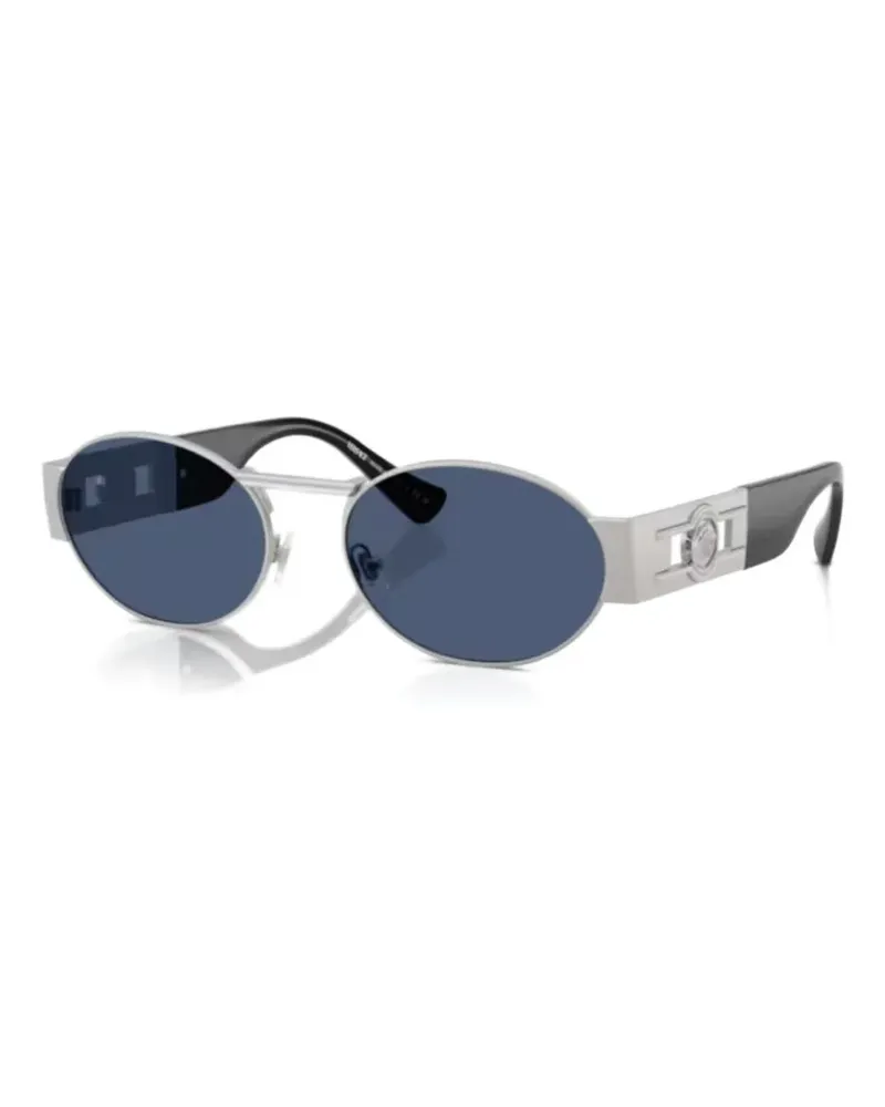 Versace logo-detail oval-frame sunglasses - Silber Silber