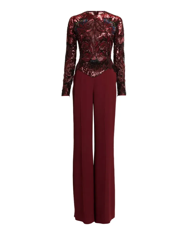 Elie Saab Jumpsuit mit Perlenstickerei - Rot Rot