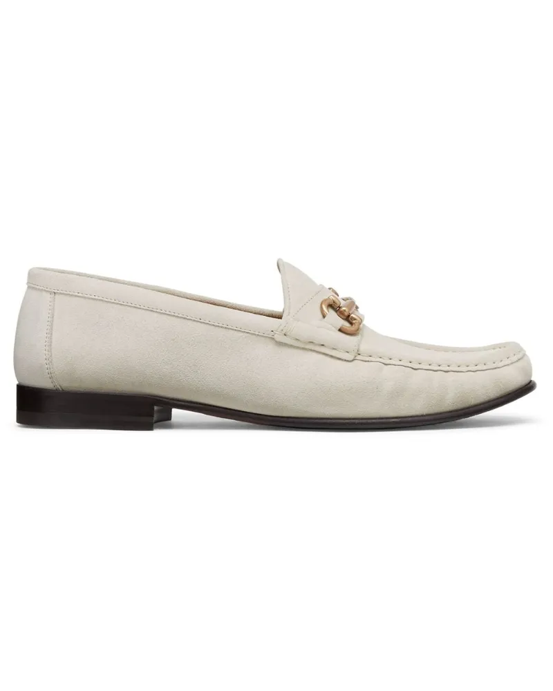 Brunello Cucinelli Lederschuhe mit Zierschnalle - Weiß Weiß