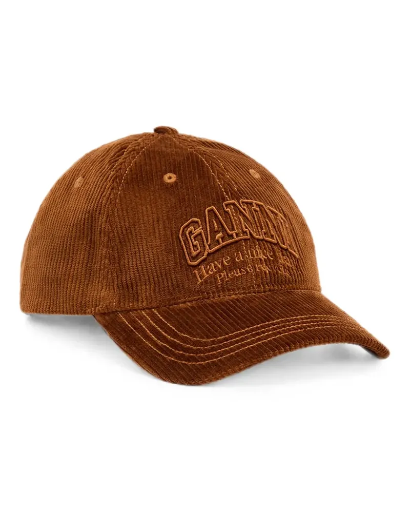 Ganni Baseballkappe aus braunem Cord Braun