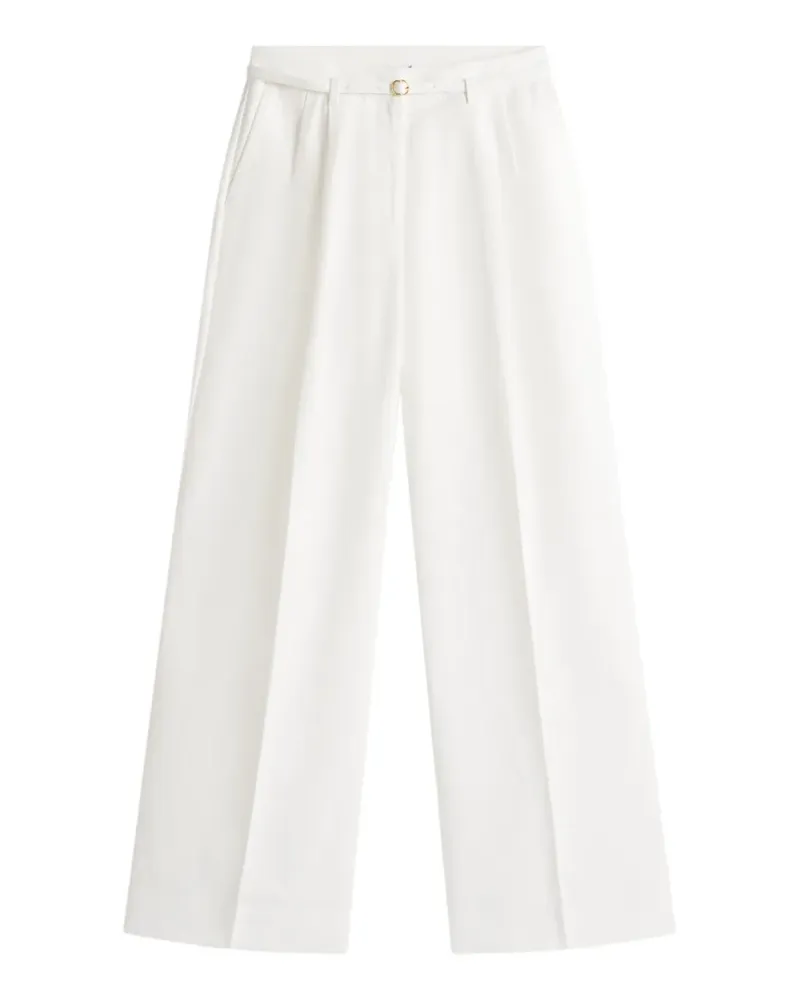 Tommy Hilfiger belted pleated wide-leg linen-blend trousers - Weiß Weiß