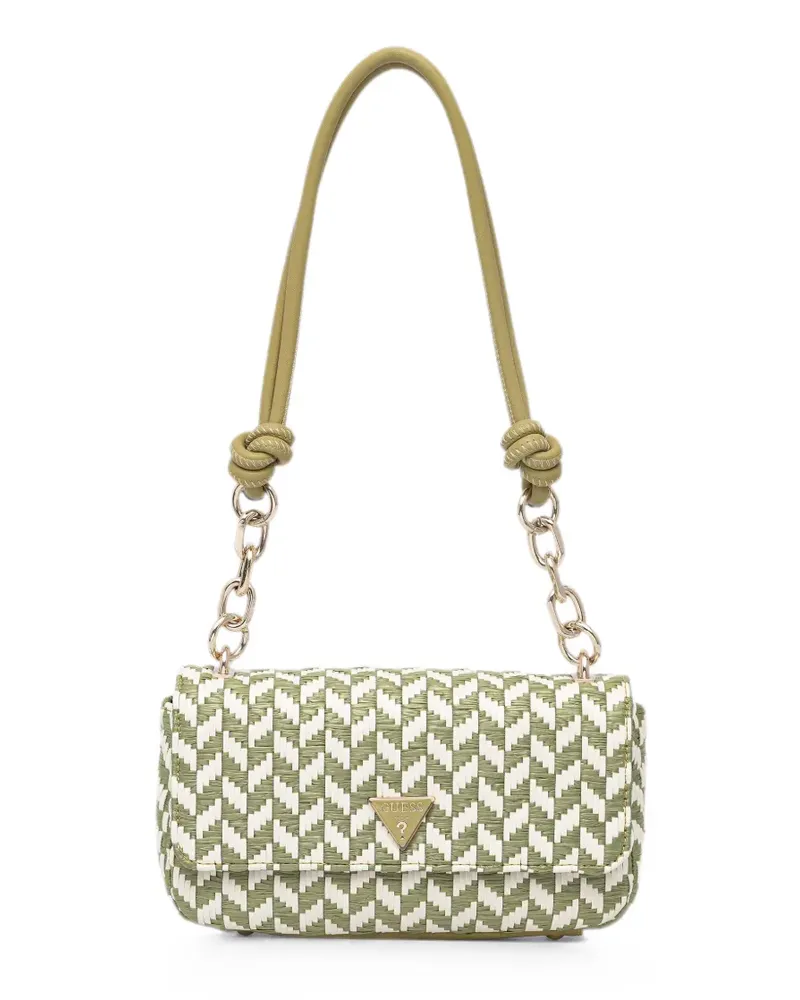 Guess Tessi woven-effect logo-plaque shoulder bag - Grün Grün