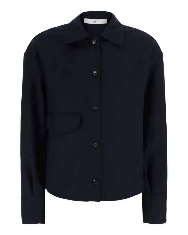 TELA Britt Hemd mit Pattentasche - Blau Blau