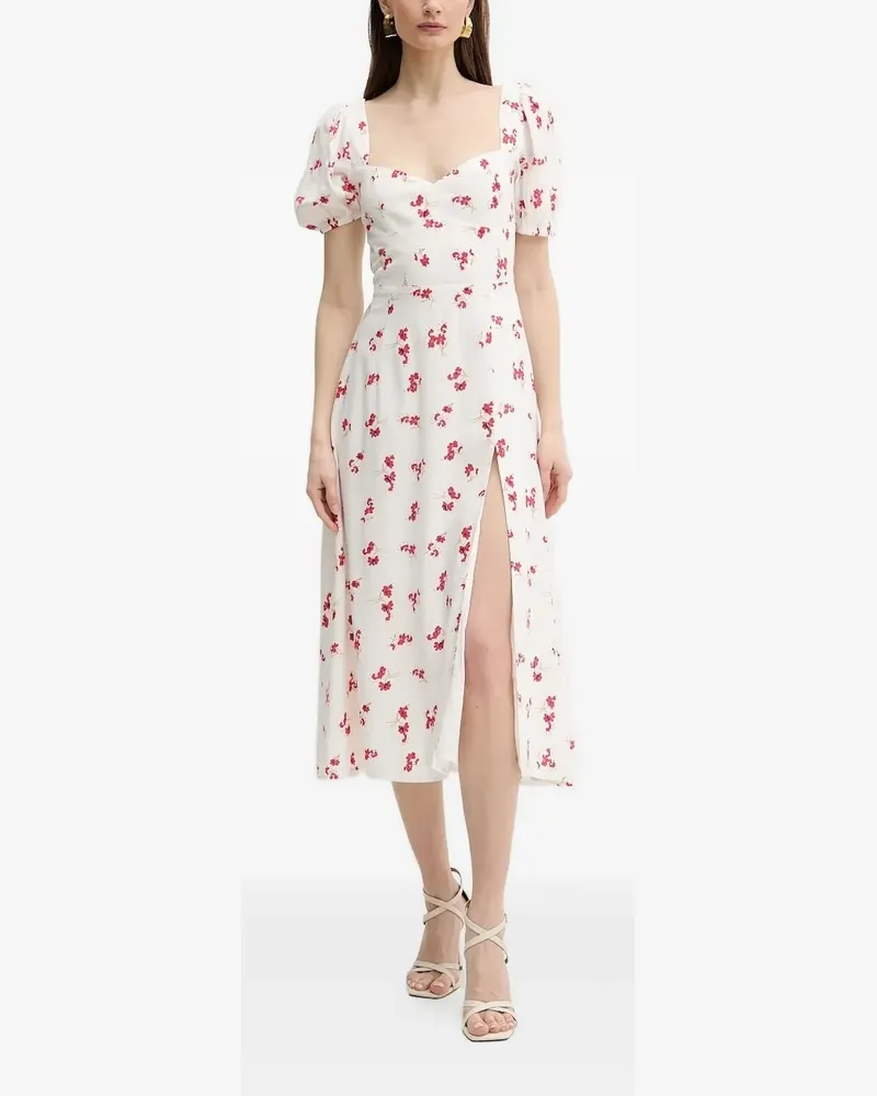 Bardot Gillian Midikleid mit Puffärmeln - Weiß Weiß