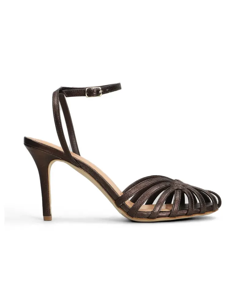 The Seller metallic-effect cage sandals - Braun Braun
