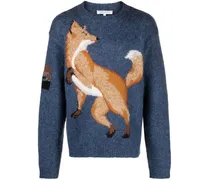 Bestickter Pullover mit Fuchs-Intarsie