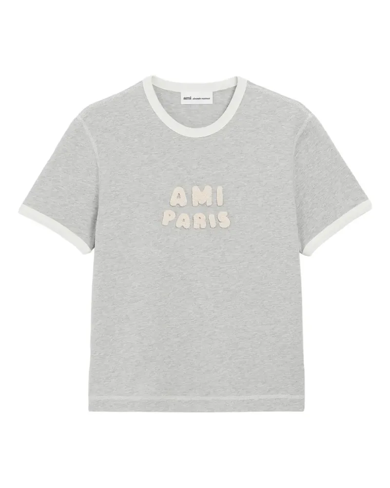 AMI Paris T-Shirt mit Logo-Patch - Grau Grau