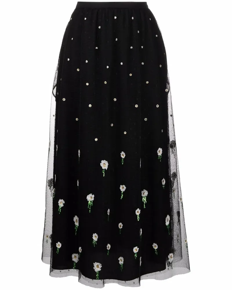 RED Valentino Bestickter Rock - Schwarz Schwarz