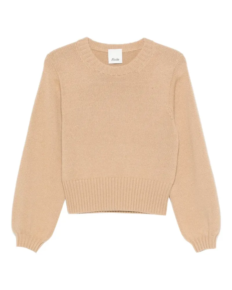 ALLUDE ribbed-trim long-sleeve sweater - Nude Nude