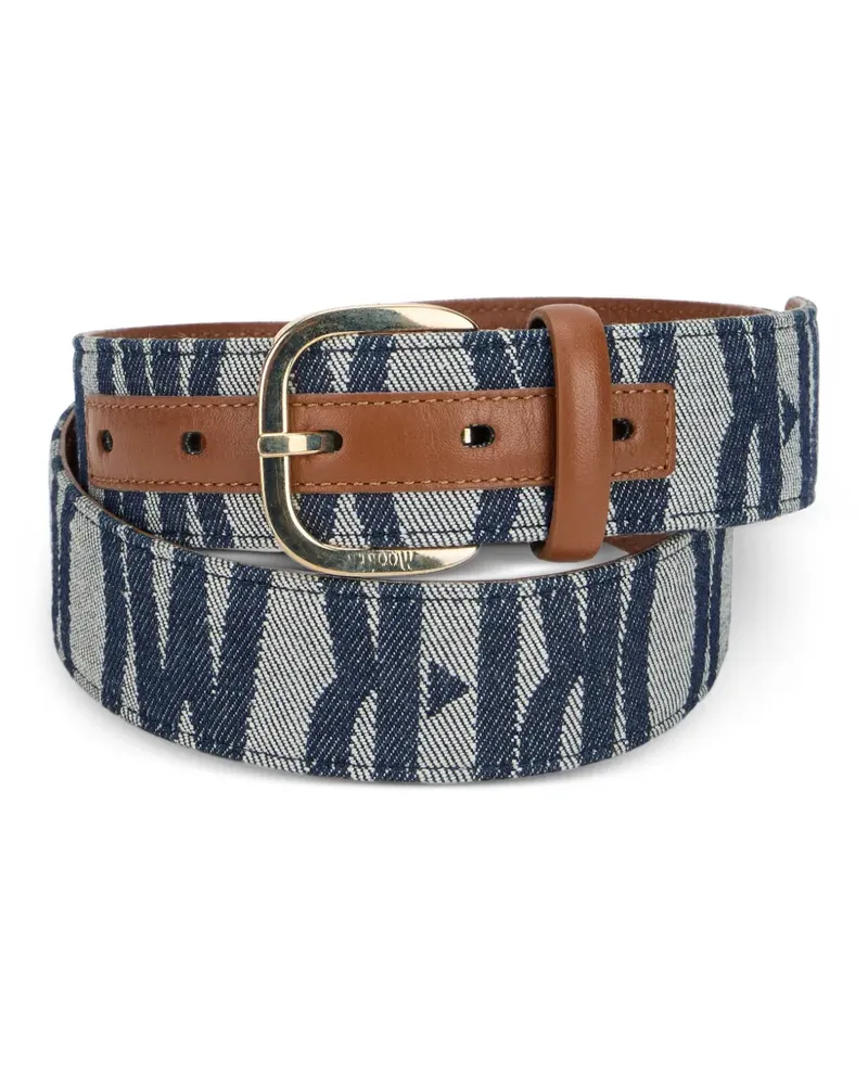 MOORER Kiotojlo monogram-pattern leather-trim belt - Blau Blau