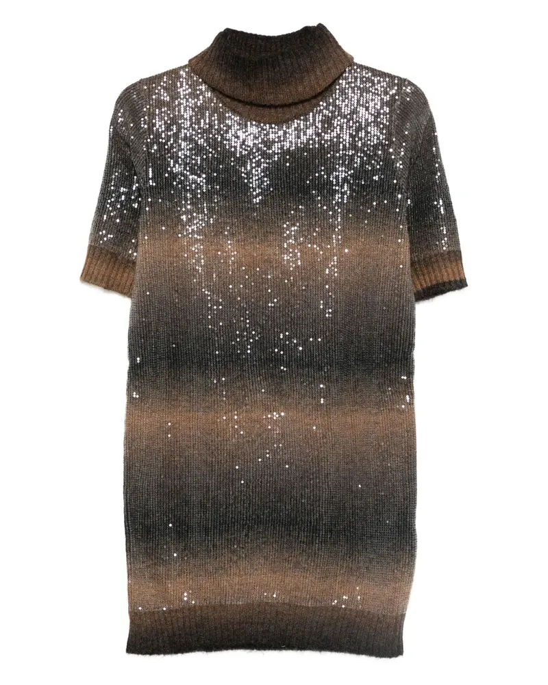 Liu Jo Pailletten-Minikleid mit Rollkragen - Braun Braun