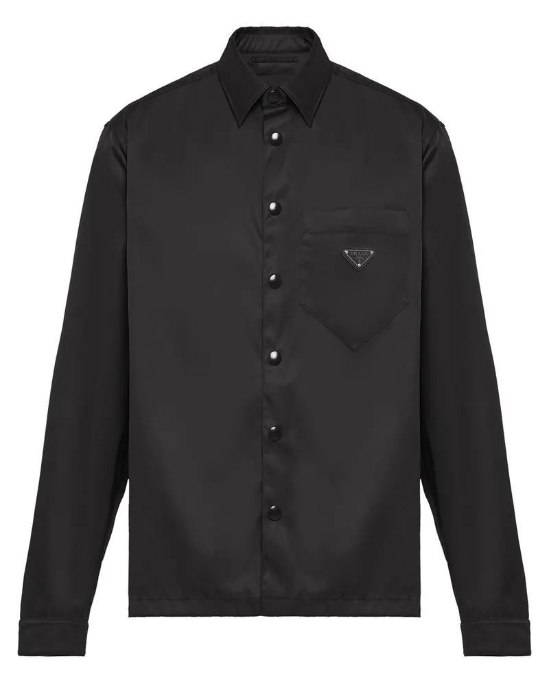 Prada Re-Nylon Hemd mit Triangel-Logo - Schwarz Schwarz