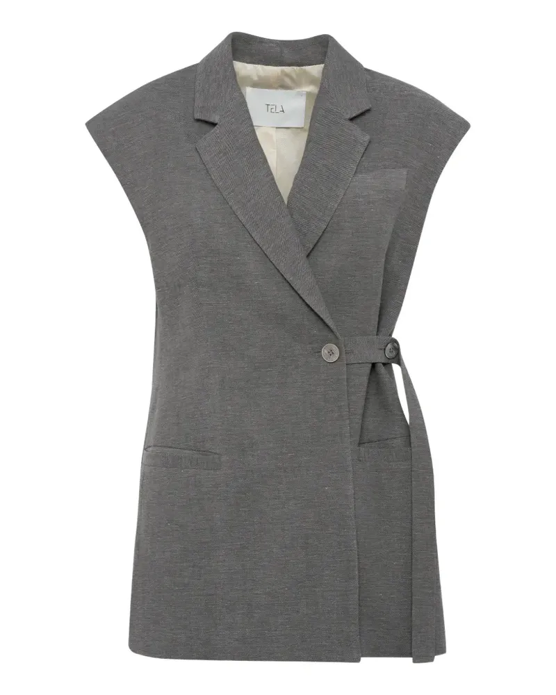 TELA Weste mit Bindegürtel - Grau Grau