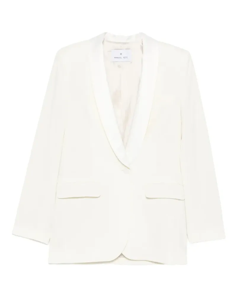 Manuel Ritz satin-trim shawl-lapel jacket - Weiß Weiß