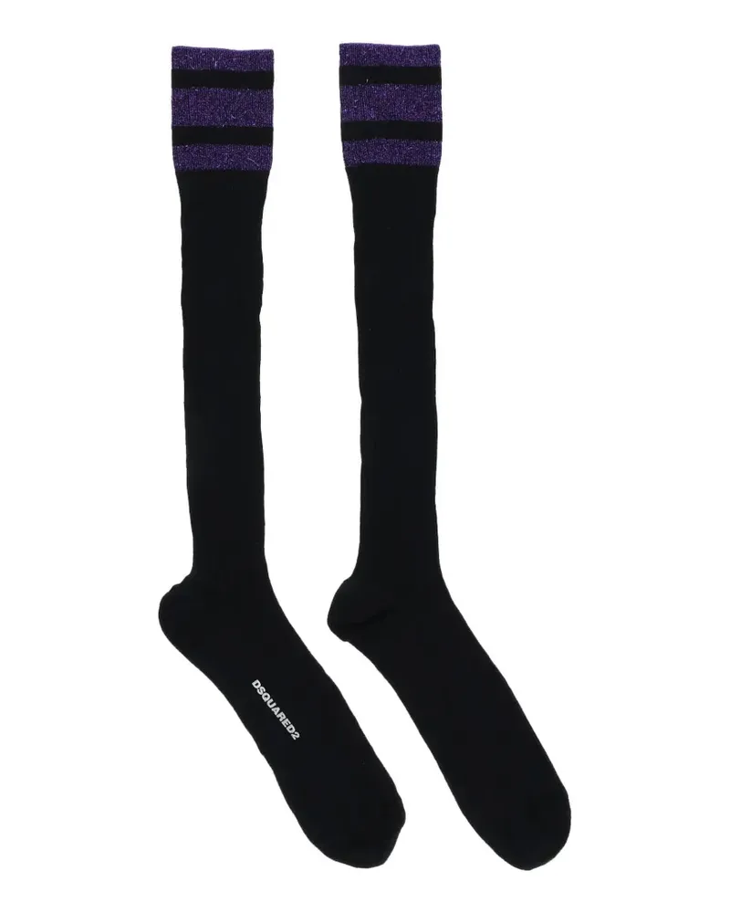Dsquared2 Gerippte Socken mit Streifen - Schwarz Schwarz