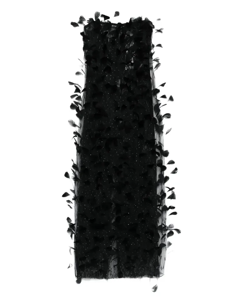 NISSA Tüllkleid mit Federn - Schwarz Schwarz