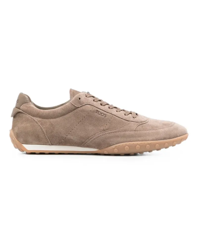 TOD'S logo-detail suede sneakers - Nude Nude