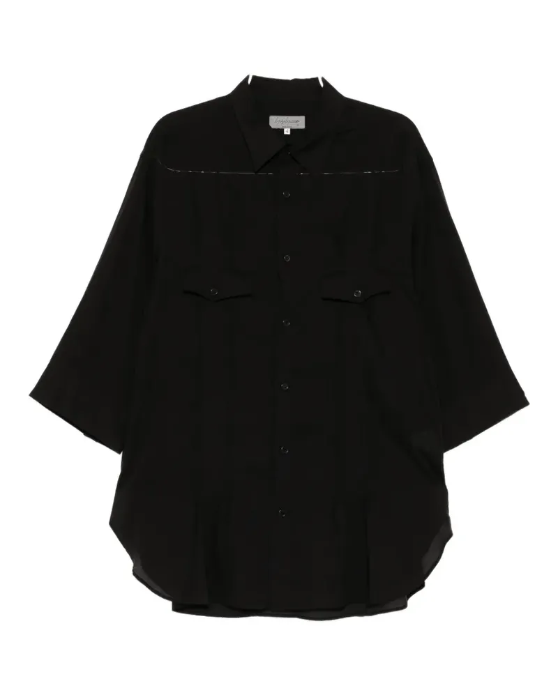 Yohji Yamamoto pleated sheer shirt - Schwarz Schwarz