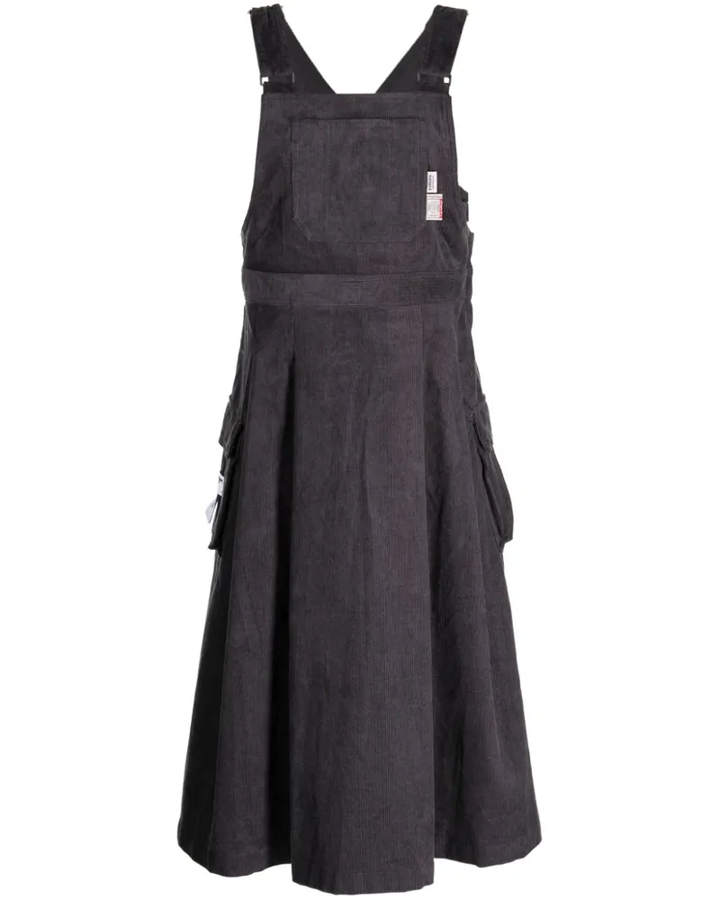 Musium Div. Kleid aus Cord mit Logo-Patch Grau