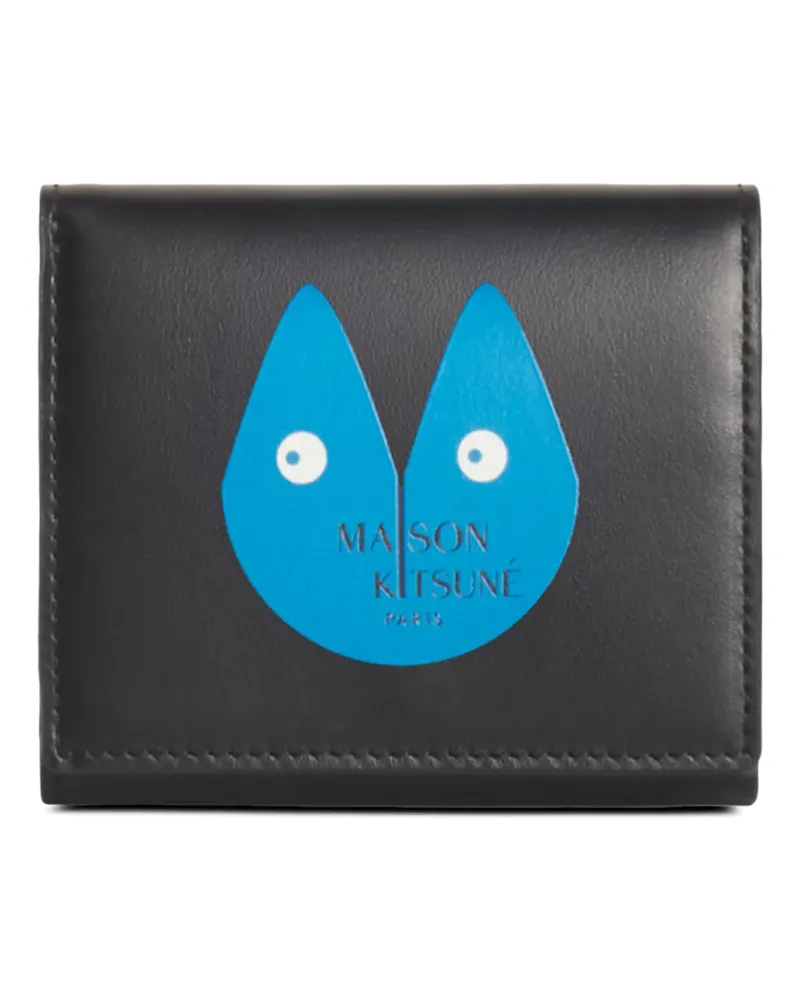 Kitsuné Fortune logo-print trifold wallet - Schwarz Schwarz