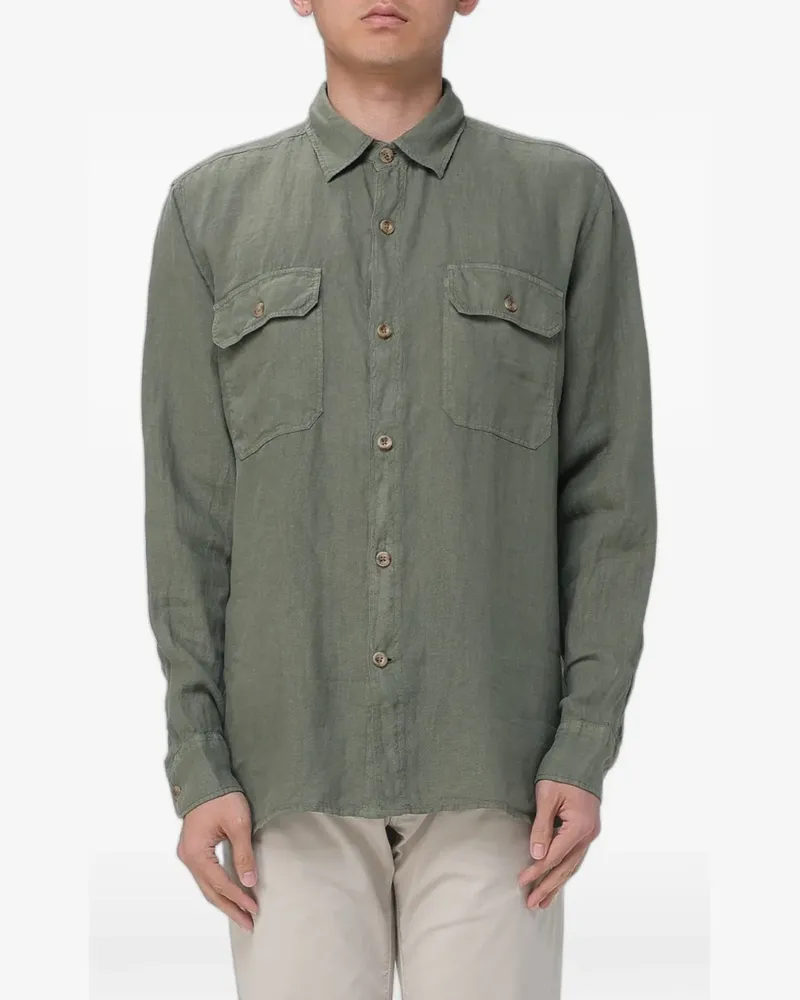 Brooksfield utility-style linen shirt - Grün Grün
