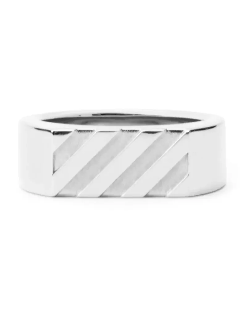 OFF-WHITE geometric diag band ring - Silber Silber