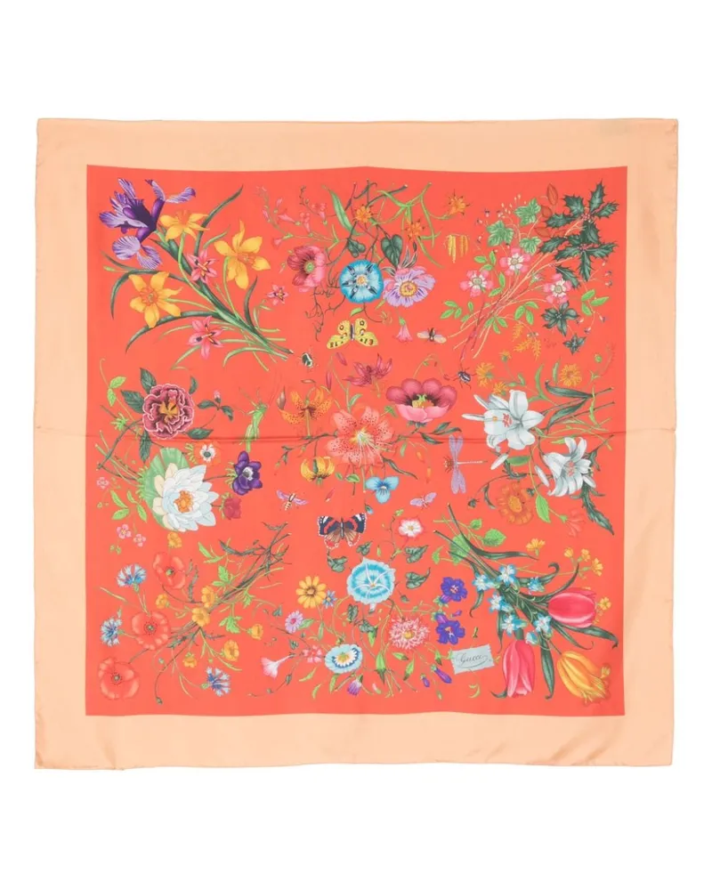 Gucci Seidenschal mit Blumen-Print Orange