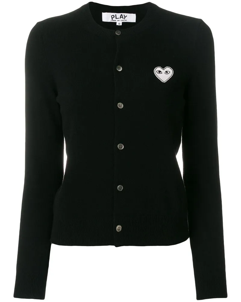 Comme des Garçons Wollcardigan mit Herz-Patch - Schwarz Schwarz