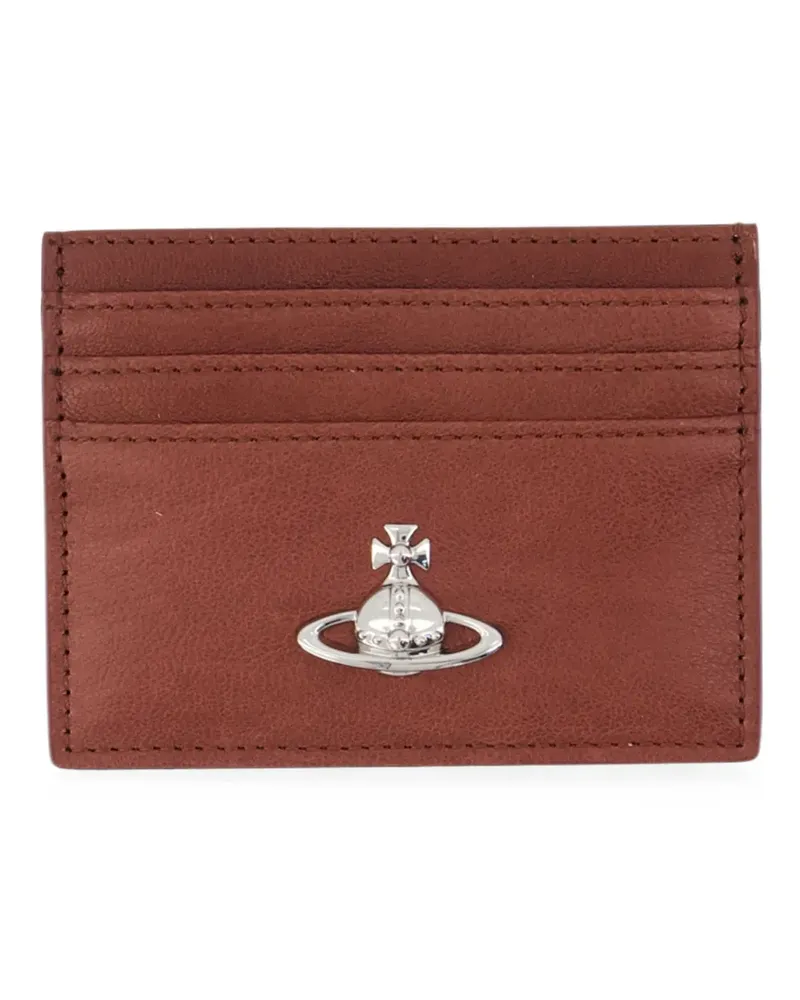 Vivienne Westwood Orb-plaque leather card holder - Braun Braun