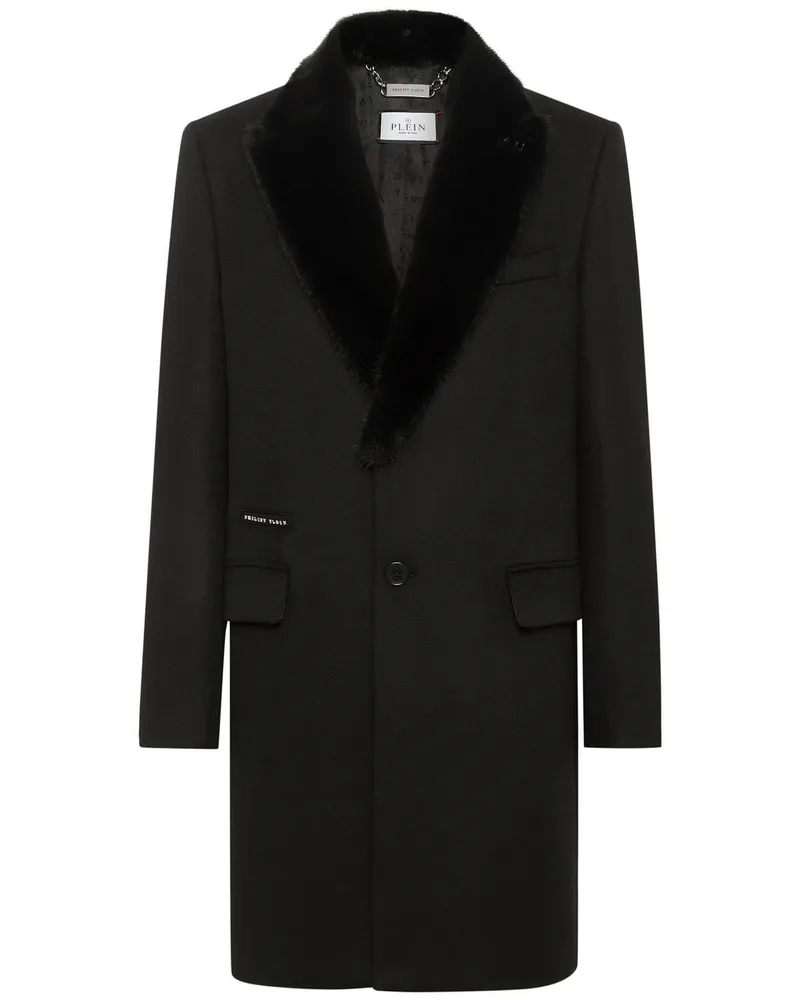 Philipp Plein Mantel mit Faux Fur - Schwarz Schwarz