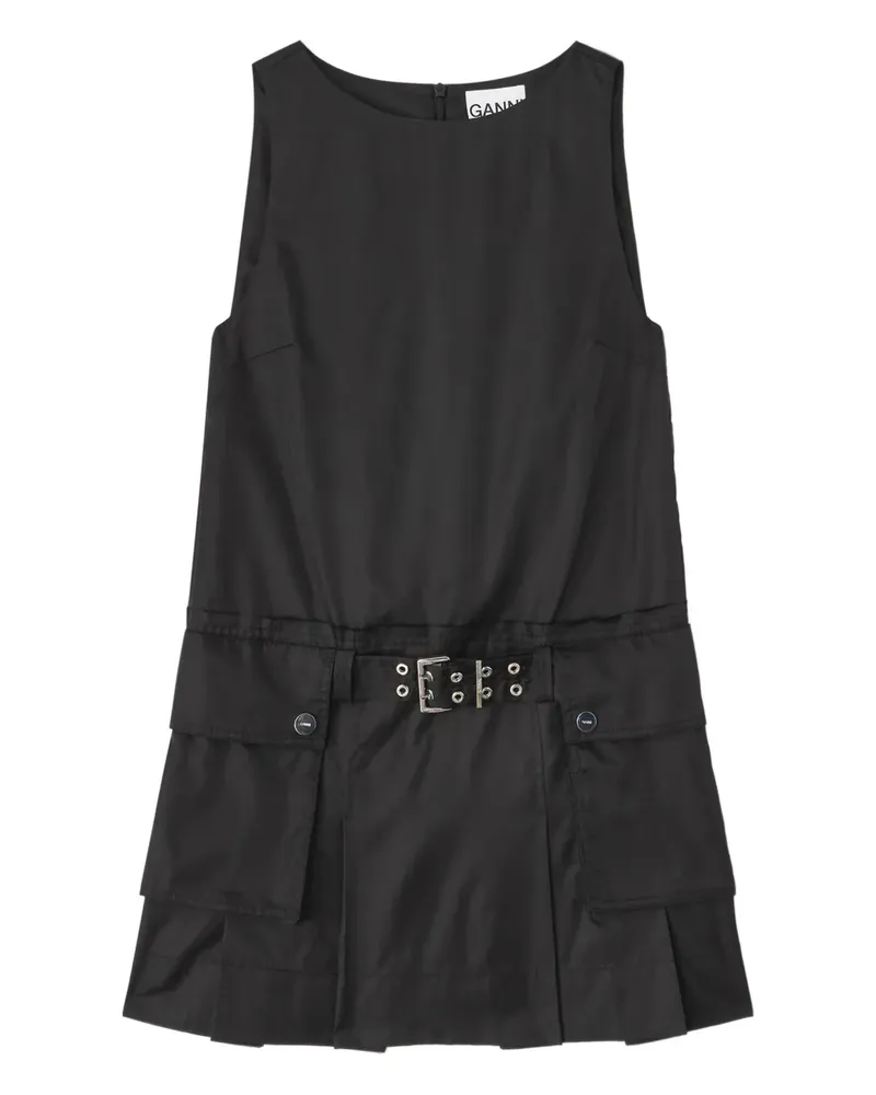 Ganni Minikleid mit Gürtel - Schwarz Schwarz