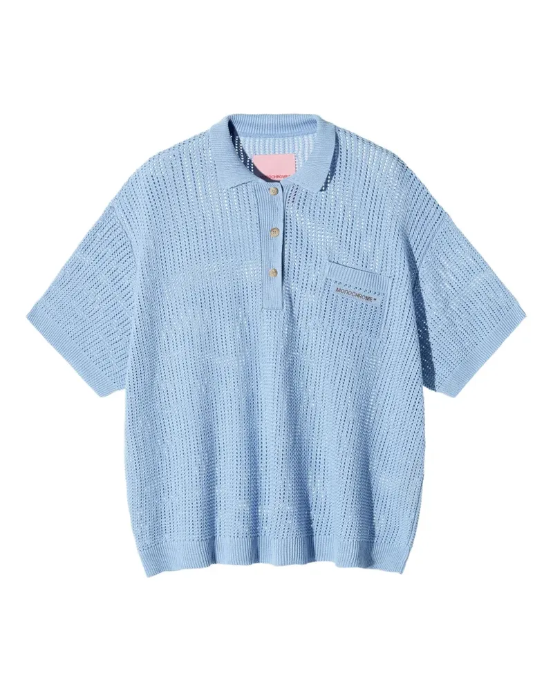 MONOCHROME Poloshirt mit Lochstrickmuster - Blau Blau