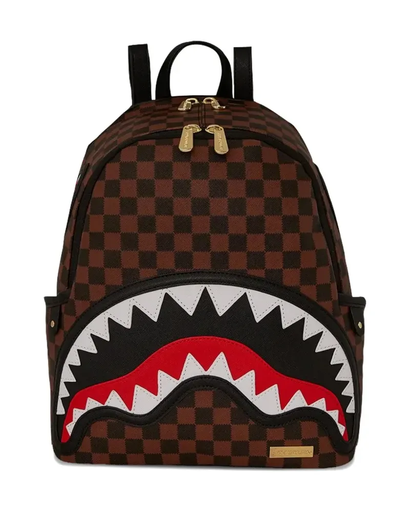 Sprayground shark-tooth check-print backpack - Braun Braun