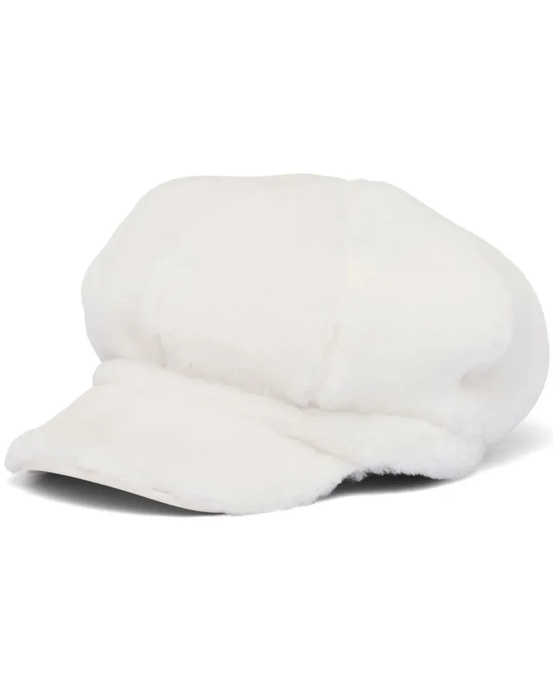 Prada Schiebermütze aus Shearling - Weiß Weiß