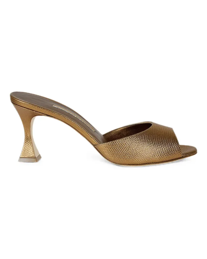 Manolo Blahnik Jadaron Mules mit Eidechsen-Effekt - Braun Braun