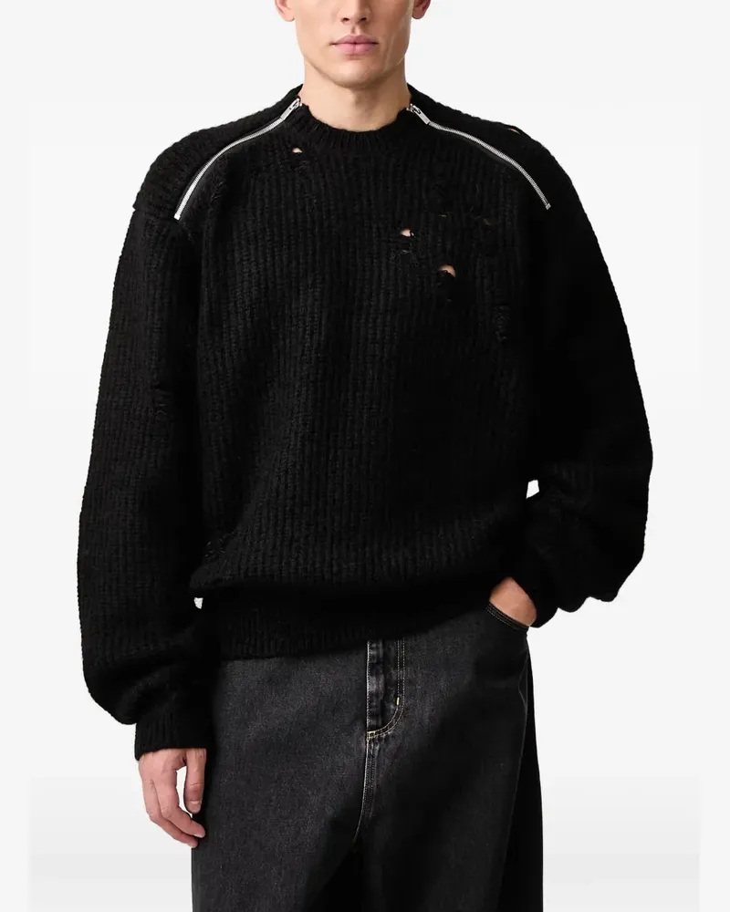 Heliot Emil distressed zip-detail sweater - Schwarz Schwarz