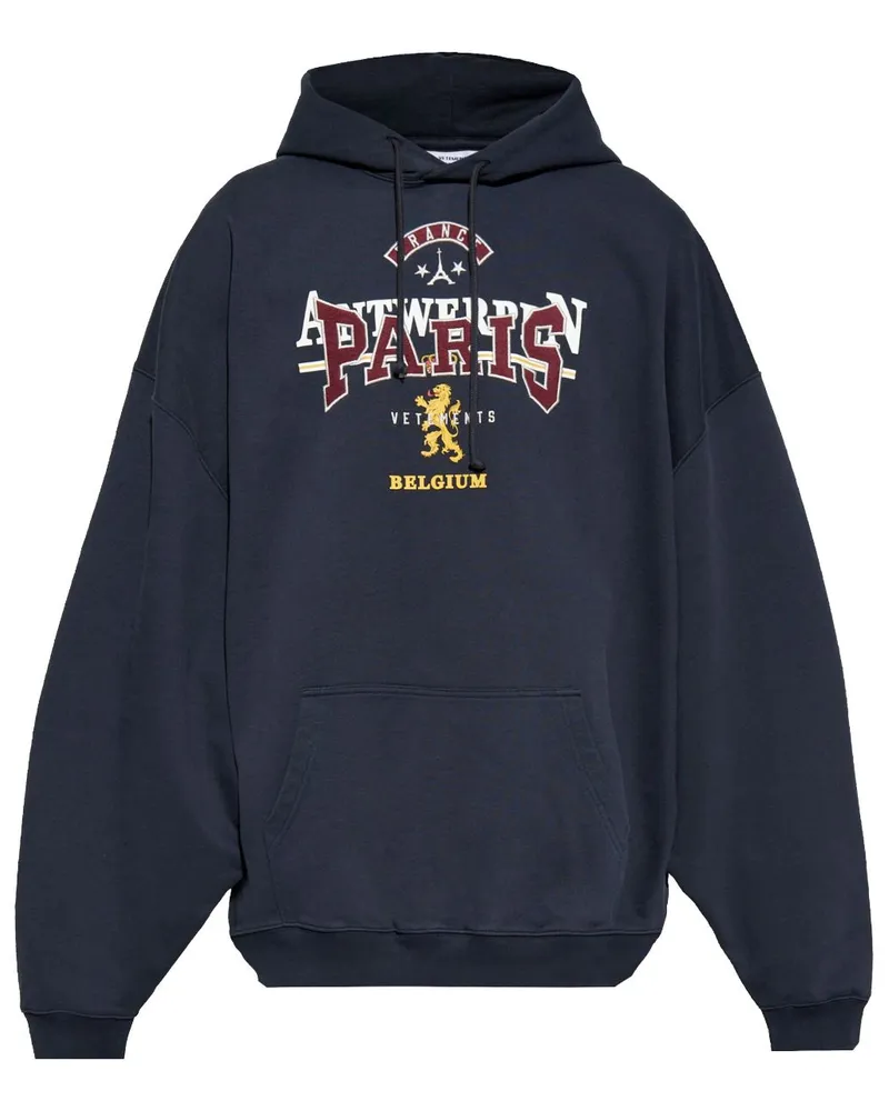 VETEMENTS Hoodie mit Logo-Stickerei - Blau Blau