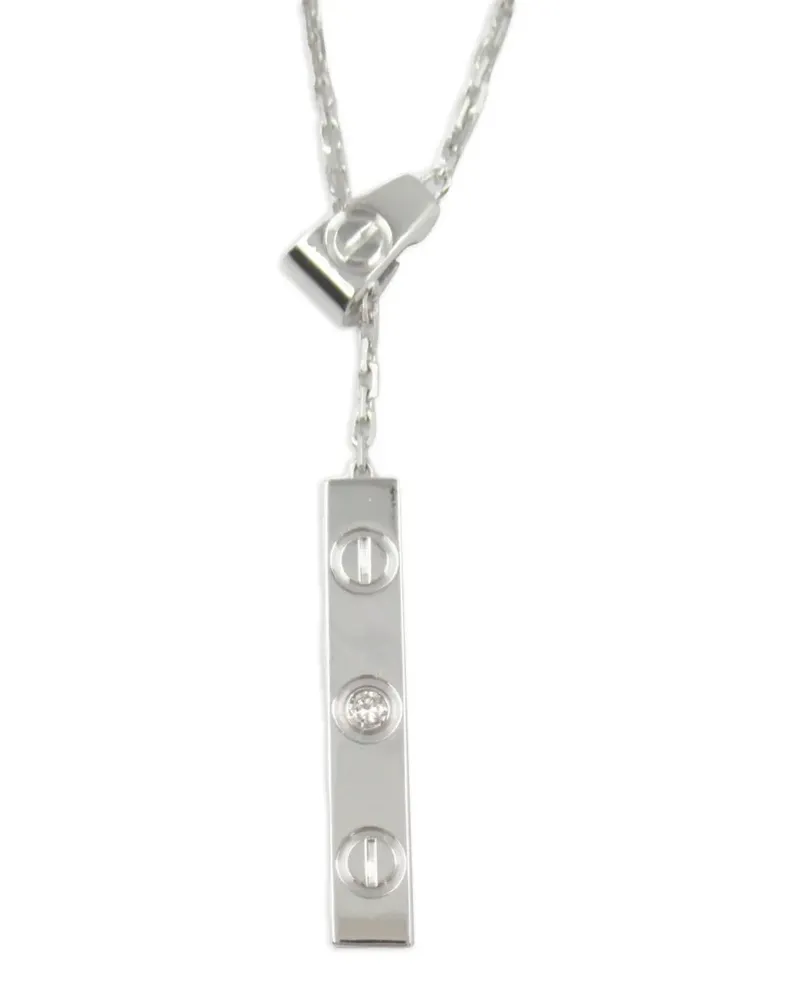 Cartier 2010s 18kt Love Y Shape Weißgoldhalskette mit Diamant - Silber Silber