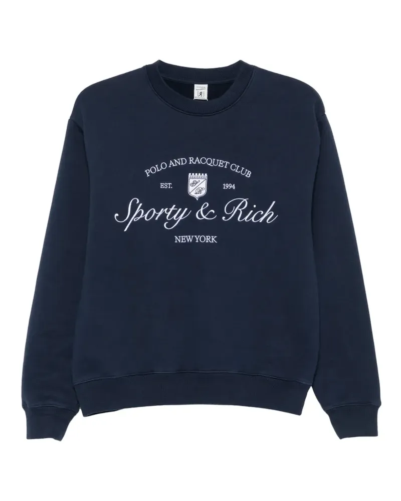 SPORTY & RICH logo-embroidered sweatshirt - Blau Blau