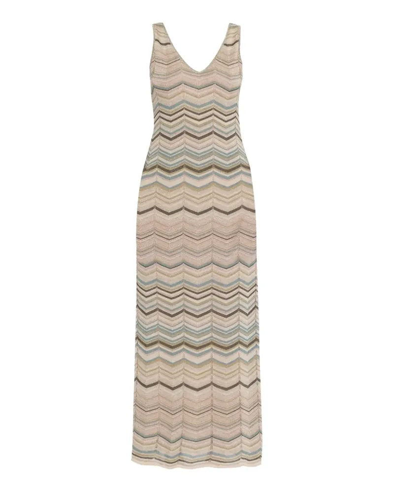 NENETTE Texas chevron-knit maxi dress - Nude Nude